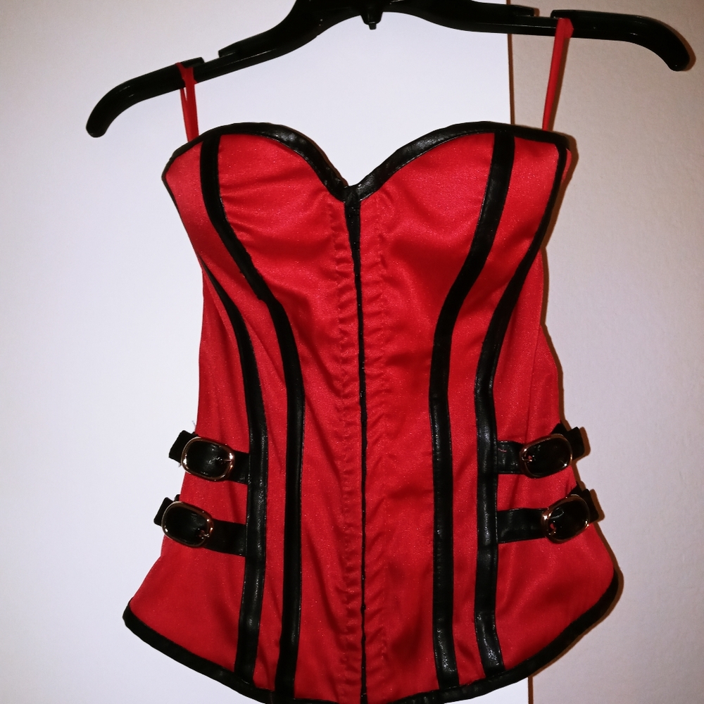 Satin & Leather Bustier - Worn once- Perfect Condition!! FINAL DROP!